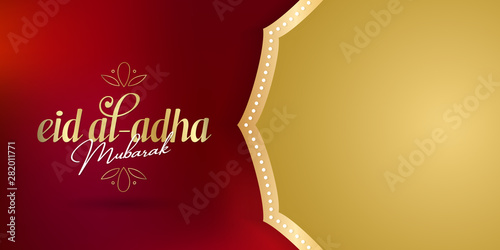 Feast of the Sacrifice Greeting (Eid al-Adha Mubarak) (Turkish: Kurban Bayraminiz Kutlu Olsun) Holy days of muslim community. Billboard, Poster, Social Media, Greeting Card template.