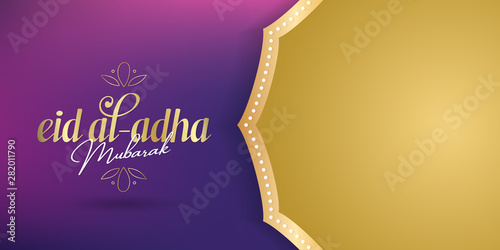 Feast of the Sacrifice Greeting (Eid al-Adha Mubarak) (Turkish: Kurban Bayraminiz Kutlu Olsun) Holy days of muslim community. Billboard, Poster, Social Media, Greeting Card template.