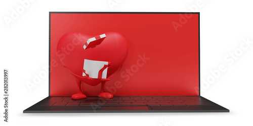 computer isolated with red ...