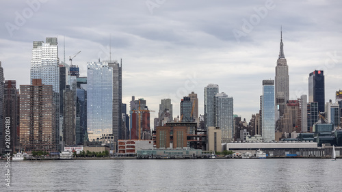 Manhattan skyline view  skyscrapers on the river 