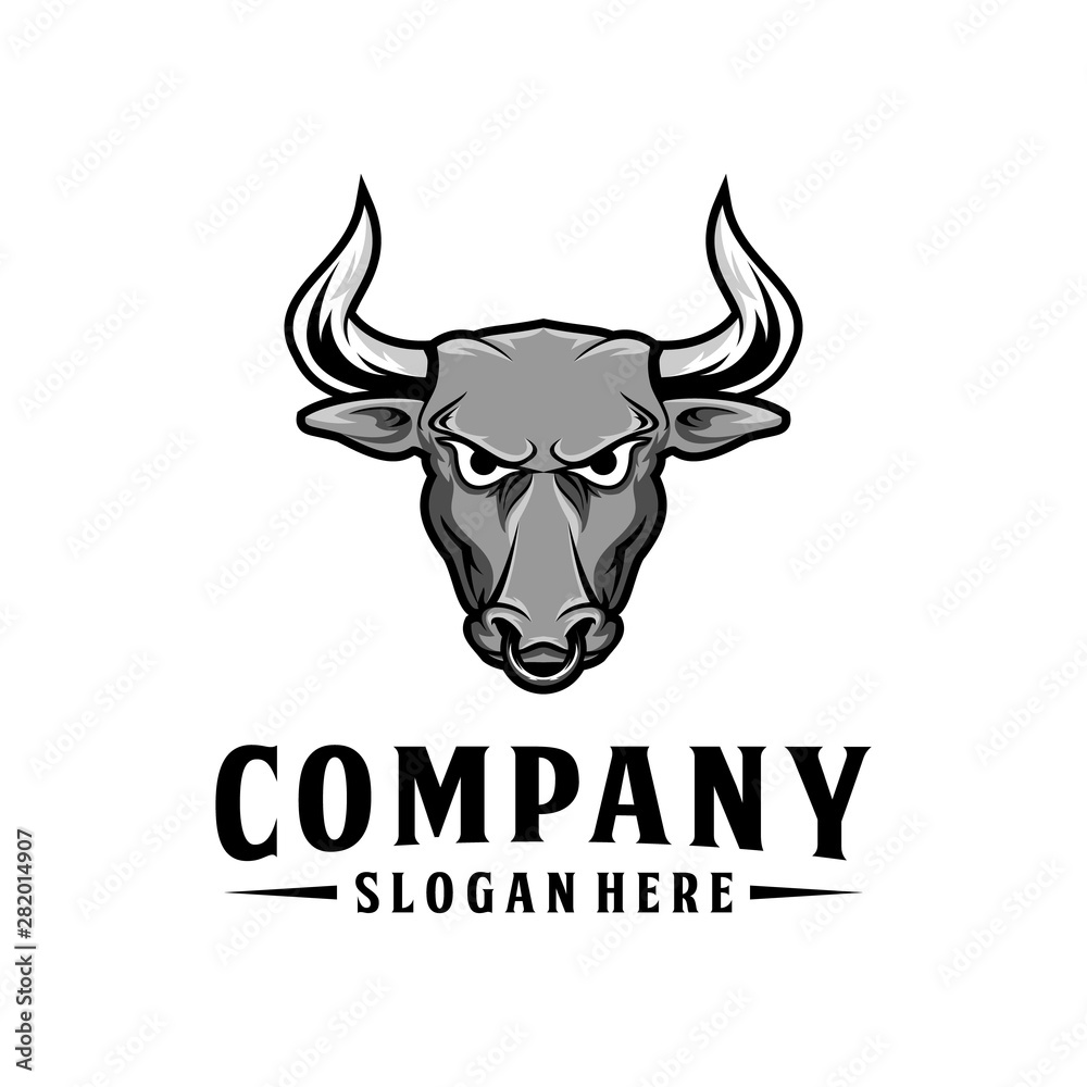 Angry bull head mascot logo design. Strong logo Angry bull head mascot logo design. Strong logo