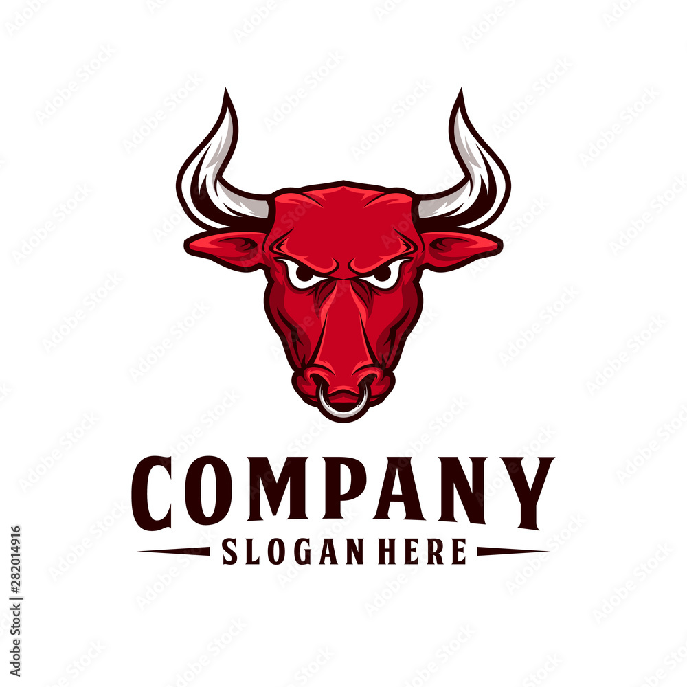 Angry bull head mascot logo design. Strong logo Angry bull head mascot logo design. Strong logo
