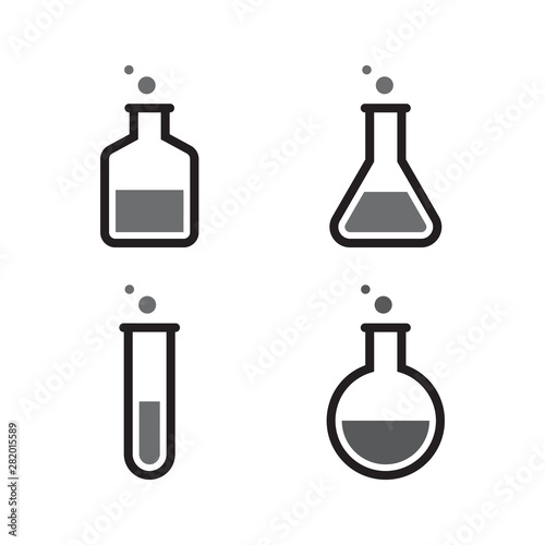 Bottle lab icon black color vector design illustration template