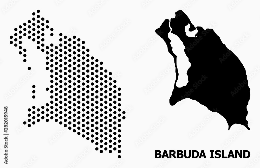 Dot Mosaic Map of Barbuda Island