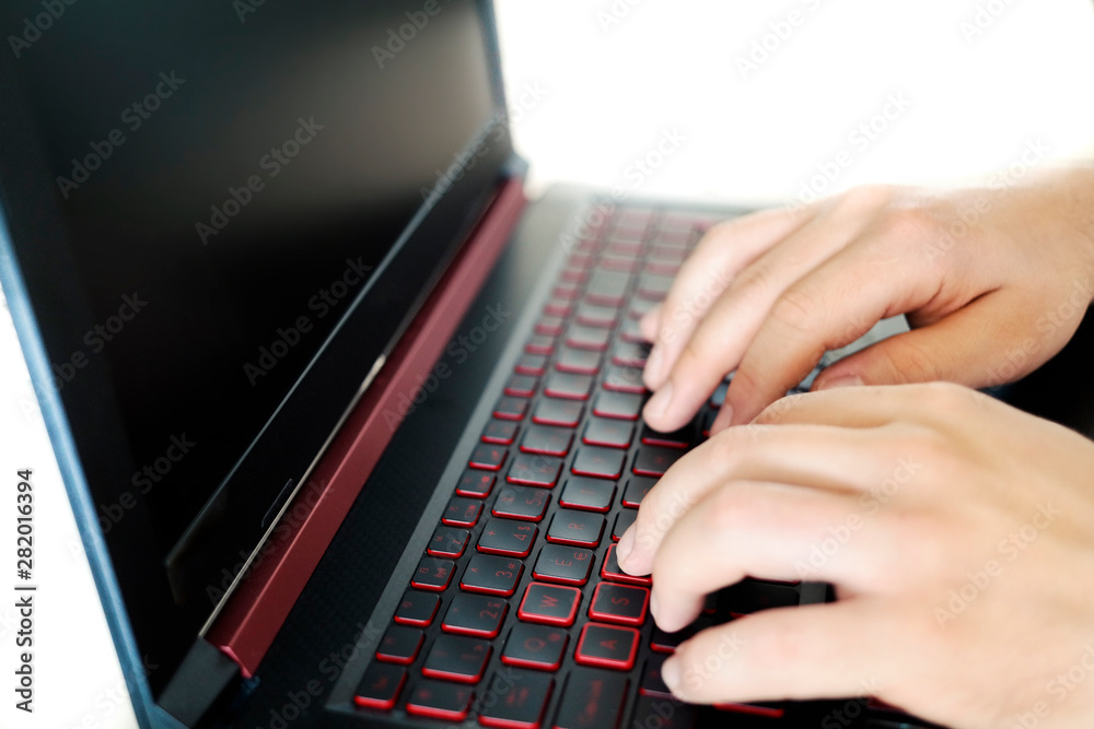 person typing with computer keyboard person typing with computer keyboard