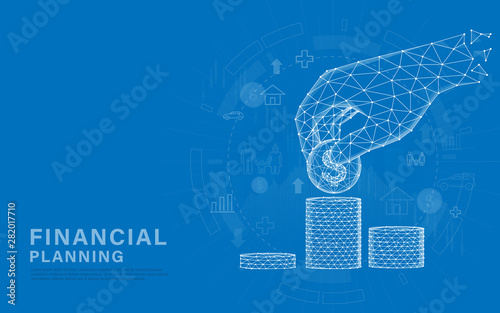 Hand putting stack of coins to money staircase. Growing making money, and investment concept
