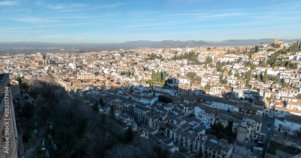 Overlooking the city of Granada, Spain from the Alhambra