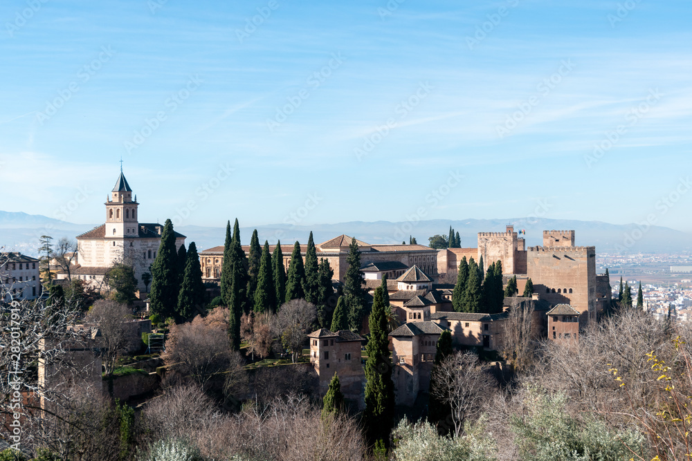 The Moorish palace and castle of Alhambra in Granada, Spain