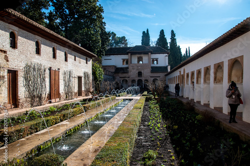The Palacio de Generalife was the summer palace of the Nasrid rulers of the Emirate of Granada in Al-Andalus, Spain photo