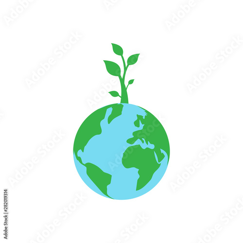 Green environment concept, plant, save earth, flat design vector illustration