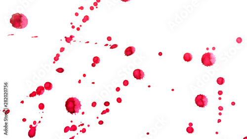 Ink spots of red color on a white background. Abstract background. Design elements.