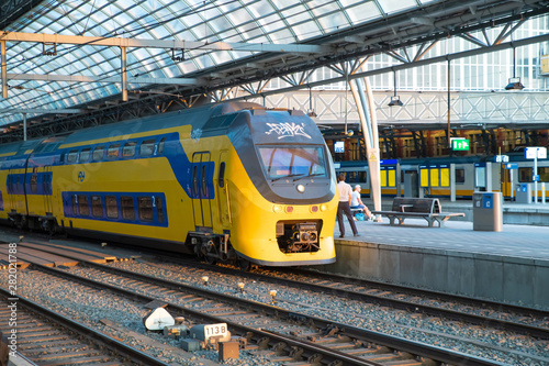 AMSTERDAM-HOLLAND- JULY 29, 2019: The Amsterdam Metro is a rapid transit system serving Amsterdam, Netherlands and extending to the surrounding municipalities of Diemen and Ouder-Amstel
