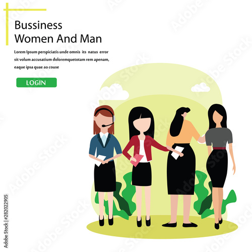 Businessman and Women Landing Page Vector Template Design Illustration