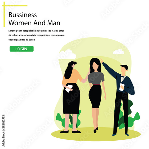 Businessman and Women Landing Page Vector Template Design Illustration