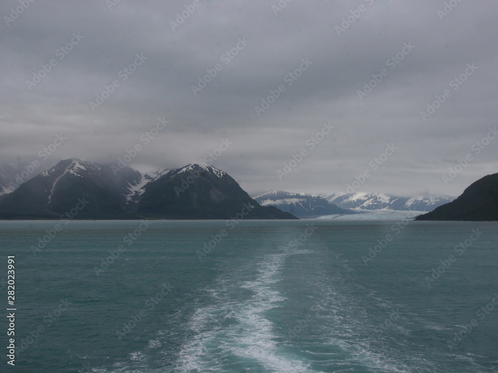 Alaska with ocean and snowy mountains