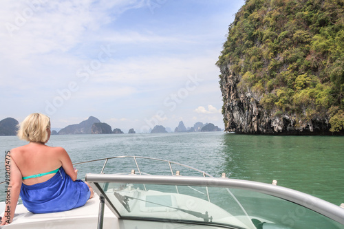 Blonde girl on a boat © Kevin Hellon