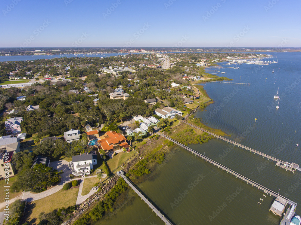 St. Augustine Salt Run coast aerial view near Matanzas River in St. Augustine, Florida, USA.