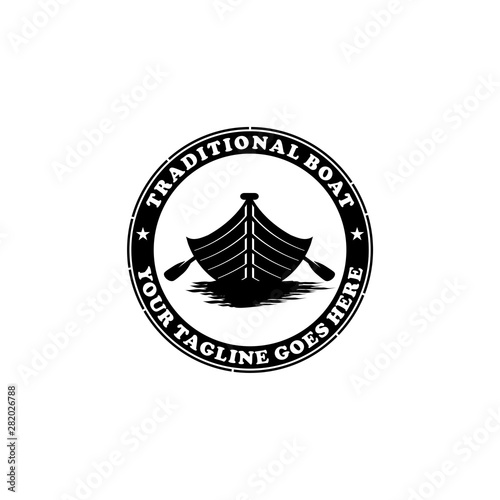 traditional boat badge vector logo design