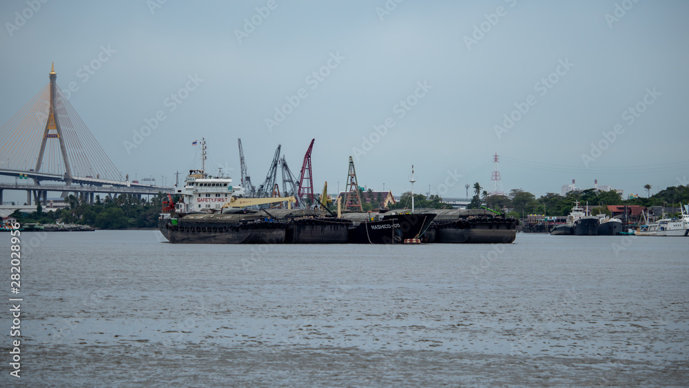 Industrial ships in the Chao Phraya River