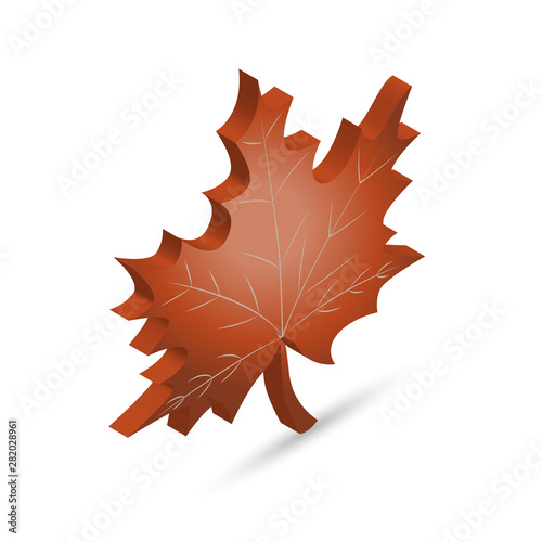 Maple leaf icon in isometric projection