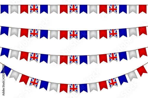 The United Kingdom of Great Britain garland with flags.