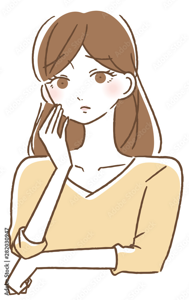 悩む女性 イラスト Stock Vector Adobe Stock