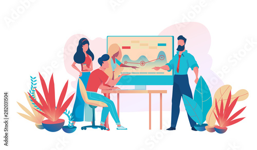 Businessme working on startup project in team