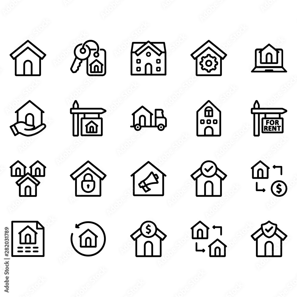 Fototapeta premium Real Estate Line Icon Set - 1