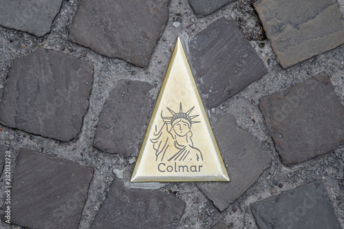 Street sign copper plate in Colmar France