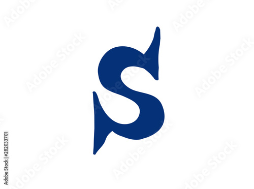 Latin letter S. Vector. Logo for the company. Icon for the site. Separate letter from the alphabet. Barbed pleasant shape.