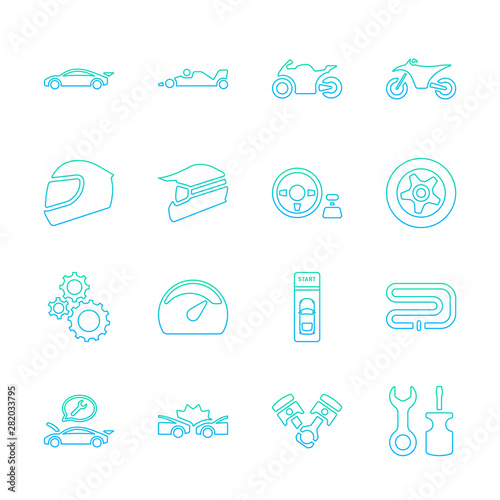 Lineal gradient design icon set of racing video game and esport concept.