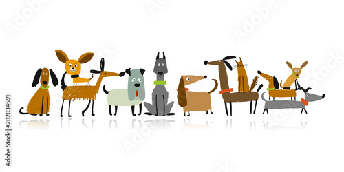 Cute dogs family, sketch for your design