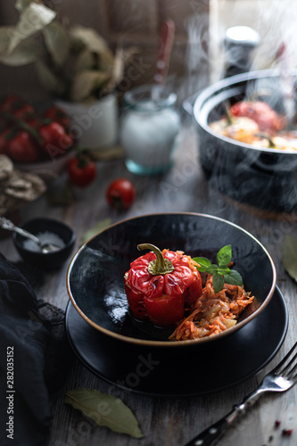 Stuffed peppers with minced meat. Beautiful pitch