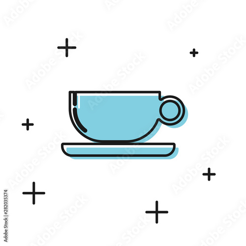 Black Coffee cup flat icon isolated on white background. Tea cup. Hot drink coffee. Vector Illustration