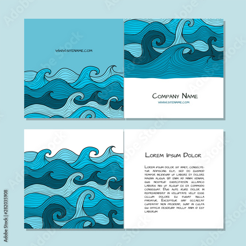 Book cover design. Sea waves background