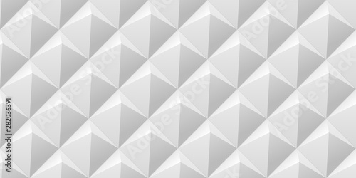 Vector abstract tiled seamless background with white soft lightened pyramids.