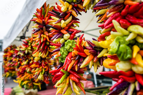 hot chili peppers at the market