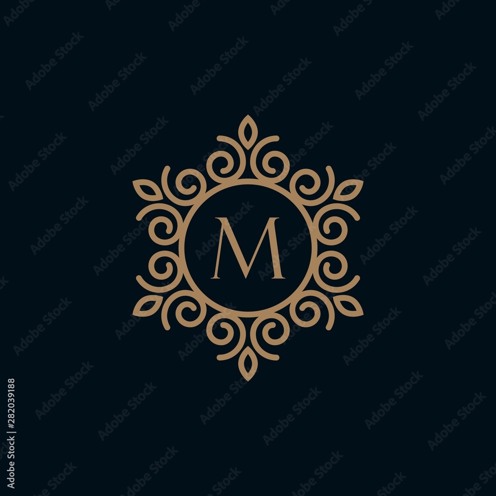 elegant monogram letter M logo design template.Creative floral letter M logo inspiration