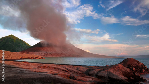 Eruption of Tavurvur volcano, Rabaul, New Britain island, Papua New Guinea
