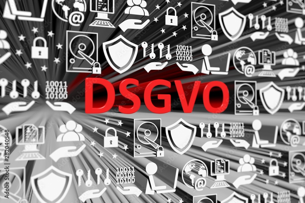 DSGVO concept blurred background 3d render illustration