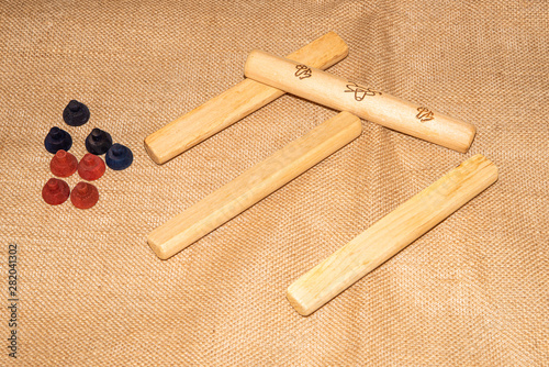Korean traditional game yut nori tool, yut and horse