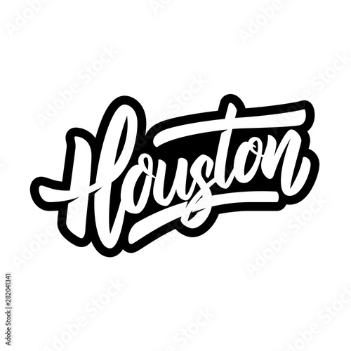 Houston. Lettering phrase on white background. Design element for poster, banner, t shirt, card. Vector illustration