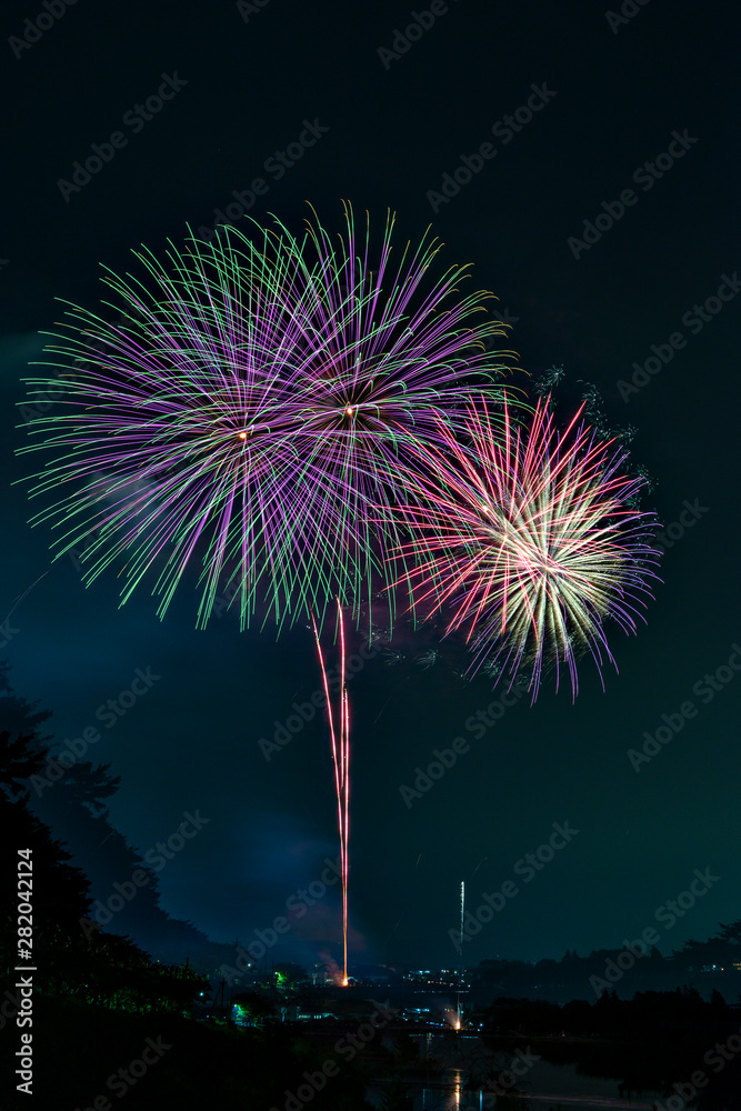 A display of fireworks at Sanda city, Hyogo, Japan