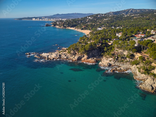 Aerial picture over the Costa Brava coastal, near the small town Palamos of Spain © Arpad