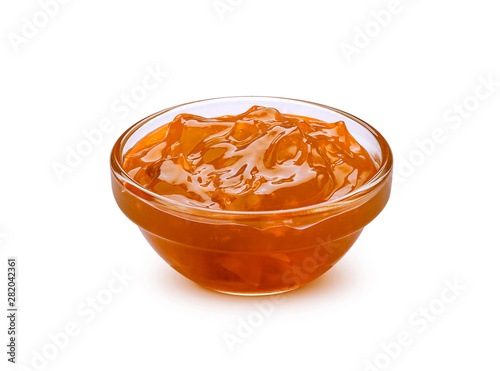 Apricot jam isolated on white background with clipping path
