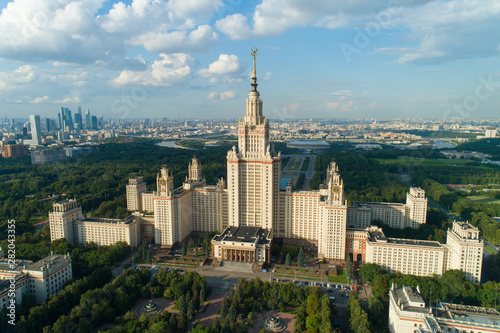 aerial view of moscow state university and the park in Moscow