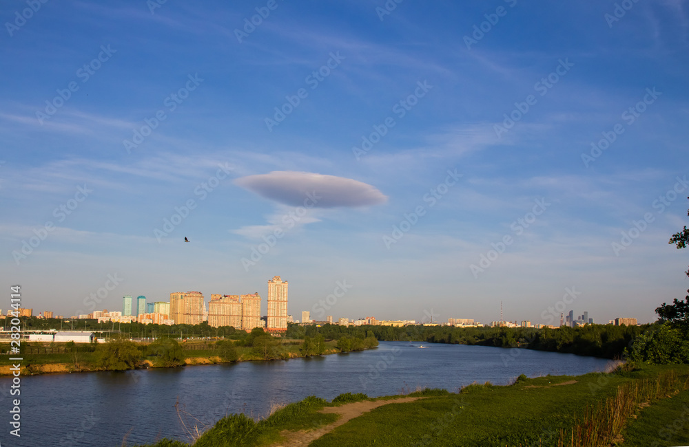 View of the Moscow River from a height in Strogino