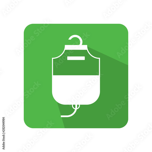 Flat blood bag icon vector illustration on color background