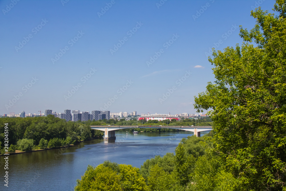 Summer landscape overlooking the Strogino Zaton, Moscow