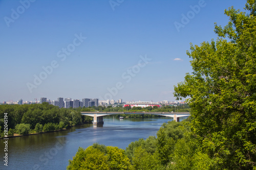 Summer landscape overlooking the Strogino Zaton, Moscow